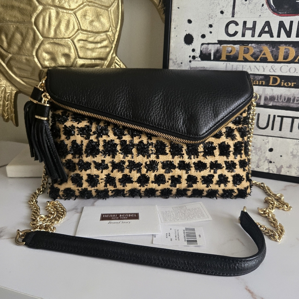 NWT Henri Bendel The Debutant Raffia Clutch Crossbody Bag